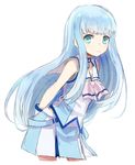  aoki_hagane_no_arpeggio blue_hair green_eyes iona leaning_forward long_hair masunosushi smile solo 