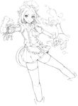  :q ayase_tamaki chef_hat flower_knight_girl full_body greyscale hat highres lineart looking_at_viewer monochrome shirt short_hair skirt solo spatula thighhighs tongue tongue_out yadorigi_(flower_knight_girl) zettai_ryouiki 