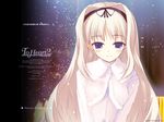  blonde_hair blue_eyes blush christmas_tree coat hair_intakes hairband kawata_hisashi kusugawa_sasara long_hair official_art smile solo to_heart_2 very_long_hair wallpaper winter 