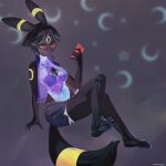  anthro big_breasts bottomwear breasts clothing eeveelution female hi_res hotpants nintendo pawpads paws pok&eacute;mon pok&eacute;mon_(species) shorts tight_clothing topwear umbreon vest video_games x0009000x 