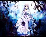  bare_shoulders barefoot chii chobits clamp flower frills garters long_hair robot_ears solo third-party_edit very_long_hair wallpaper 