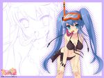  aqua_eyes bikini blue_hair bracelet diving_mask frilled_bikini frills front-tie_top itou_noiji jewelry nanatsuiro_drops navel ring side-tie_bikini snorkel solo swimsuit twintails wallpaper wet yuuki_nona zoom_layer 