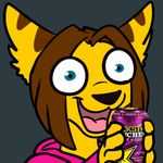  ambiguous_gender animated anther anthro blue_eyes brown_hair energy_drink epilepsy_warning felisrandomis hair jonzu95 lombax low_res ratchet_and_clank rockstar solo video_games 