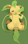  anus arti4000 cute eeveelution female feral green_background leaf leaf_ears leaf_tail leafeon nintendo open_mouth pok&eacute;mon pussy shy simple_background solo spread_pussy spreading tentacles video_games vines 