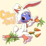  2015 anthro carrot fizz_(lol) flat_colors food league_of_legends manmosu_marimo melee_weapon polearm simple_background solo tagme text trident vegetable video_games weapon 