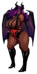  alpha_channel big_breasts bondage_gear breasts clothed clothing dark_skin demon female hair horn legwear long_hair membranous_wings not_furry pose purple_hair riendonut skimpy smile solo succubus tight_clothing voluptuous wide_hips wings 