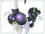  2016 anthro anus areola balls bent_over big_balls big_breasts black_hair breasts butt clothing cum cumshot dax dickgirl don_ko dragon elbow_gloves english_text eyelashes gloves green_eyes green_nipples hair humanoid_penis inner_ear_fluff intersex legwear looking_back markings masturbation nipples open_mouth orgasm penetrable_sex_toy penile_masturbation penis raised_tail saliva scalie sex_toy solo striped_penis text thigh_highs tongue tongue_out 