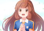  bad_id bad_pixiv_id brown_eyes brown_hair crying crying_with_eyes_open hairband hands_together headband inazuma_eleven_(series) inazuma_eleven_go inazuma_eleven_go_chrono_stone long_hair looking_at_viewer nanobana_kinako open_mouth orange_hairband raimon raimon_soccer_uniform soccer_uniform solo sportswear t_(toddy_t) tears upper_body 