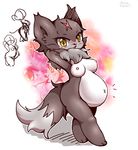  breasts furry hand pregnant wolf yellow_eyes 