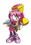  amy_rose anthro black_nose clothing coolblue female flower footwear gloves green_eyes hair hammer headband hedgehog mammal pink_hair plant rose short_hair solo sonic_(series) sonic_boom spikes tools 