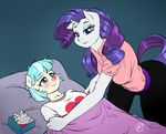  2016 anthro anthrofied bed blush clothed clothing coco_pommel_(mlp) duo earth_pony equine eyelashes eyeshadow female friendship_is_magic hair horn horse ill kleenex lying makeup mammal multicolored_hair my_little_pony on_back on_bed pia-sama pony purple_hair rarity_(mlp) simple_background smile two_tone_hair unicorn 