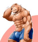  abs anthro bear bulge clothing male mammal muscular pecs simple_background solo tamura_kazumasa underwear 