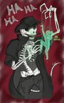 ambiguous_gender animated_skeleton bone coat crying duo hat hi_res kiwa_flowcat laugh marionette muscular puppet skeleton soul tears text undead 