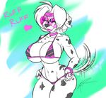  &lt;3 2016 abstract_background anthro big_breasts bikini breasts canine cleavage clothed clothing dalmatian dog female huge_breasts low_res mammal portrait side_boob skimpy solo swimsuit teer three-quarter_portrait under_boob 