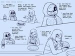  bandanna bar bone burger comic comic_(under(her)tail) digital_media_(artwork) eating female food male mammal mayonnaise one_eye_closed protagonist_(undertale) sans_(undertale) skeleton text thewill undertale video_games wink 