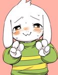  2016 anthro asriel_dreemurr caprine child clothed clothing crying cub cute fur goat half-length_portrait looking_at_viewer mammal monster pink_background portrait simple_background solo tears undertale video_games white_fur young 