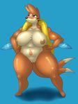  breasts brown_nipples female floatzel lurkingtyger nintendo nipples overweight pok&eacute;mon pussy solo thick_thighs video_games 