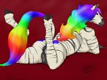  2012 anailaigh anthro anus black_fur digital_media_(artwork) equine female fur genital_piercing hair hooves labia_piercing legs_up long_hair long_tail looking_back lying mammal multicolored_eyes multicolored_fur multicolored_hair multicolored_tail on_front orobas_(artist) piercing puffy_anus pussy pussy_piercing rainbow_hair rainbow_tail rear_view red_background signature simple_background solo stripes two_tone_fur white_fur zebra 