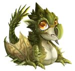  amber_eyes big_eyes capcom chibi chibity cute female feral flying_wyvern green_scales horn membranous_wings monster_hunter rathian scales scalie simple_background solo spikes teeth video_games white_background wings wyvern 