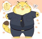  blush cheetah chibi disney eyes_closed full_body furry hyaku incoming_hug necktie no_humans outstretched_arms police police_uniform smile tail translation_request uniform zootopia 