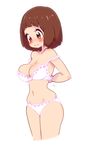  blush bra breasts brown_eyes brown_hair kill_la_kill mankanshoku_mako panties smile solo underwear 