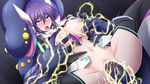  amanogi_akira blush breast_grab breasts crying cum cum_in_pussy electricity electrocution female game_cg kyokukou_senki_mistletear large_breasts long_hair midorigi_mura midriff monster navel nipples open_mouth purple_eyes purple_hair rape restrained sex solo_focus spread_legs sweat tears tongue tongue_out torn_clothes 