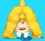  anthro anus backsack balls barefoot butt erection fangs humanoid_penis koopa koopaling larry_koopa looking_at_viewer looking_through_legs male mario_bros nintendo nude open_mouth partially_retracted_foreskin penis perineum precum raised_tail scalie seyrmo shell-less signature simple_background solo tiptoes uncut video_games young 