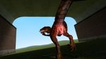  2016 3d_(artwork) butt claws digital_media_(artwork) dinosaur female feral garry&#039;s_mod gmod hi_res looking_at_viewer nude open_mouth pussy raised_tail raptor reptile scalie smile solo teeth theropod toe_claws tongue 