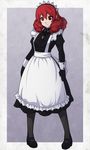  android apron black_gloves black_legwear drill_hair drill_kill fearless_night frills full_body gloves highres long_hair maid maid_apron maid_headdress mary_janes original pantyhose quad_drills red_eyes red_hair shoes solo spike_wible symbol-shaped_pupils wrist_cuffs 