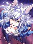  animal_ears black_hanekawa breasts cat_ears fang hanekawa_tsubasa monogatari_(series) musupon214 open_mouth short_hair sketch smile solo white_hair yellow_eyes 