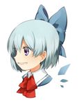  akagashi_hagane blue_eyes blue_hair bow cirno clenched_teeth grin hair_bow ice ice_wings smile solo teeth touhou white_background wings 
