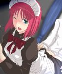  ass blue_eyes censored hisui indoors long_hair maid maid_headdress mosaic_censoring one_eye_closed open_mouth red_hair sex solo_focus syou_(crecre) tsukihime 