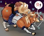  bestiality big_butt blonde_hair bottomless butt clothed clothing corset cum cum_leaking equine farkhan female feral from_behind_position hair horse human male male/female mammal open_mouth sex skirt 