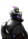  bionicle breasts butt female gk733 green_eyes korgot lego looking_at_viewer looking_back machine mask not_furry robot simple_background solo white_background 