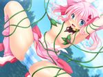  acrylic_red aqua_eyes arms_up blush breast_sucking fang female game_cg hair_bow hairclip heart heat_soft legs_up looking_at_viewer magical_girl mahou_shoujo_ga_zenra_de_dogeza! milking open_mouth pink_hair plant pussy_juice pussy_juice_drip_through_clothes pussy_juice_trail restrained small_breasts solo spread_legs striped_panties suspension tentacle tongue torn_clothes twintails wet_panties 