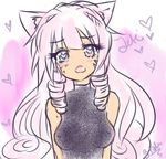  anastaysia_aliapoh_(tinyqote) animal_ears aqua_eyes arms_at_sides artist_name blue_eyes blush breasts cat_ears drill_hair erect_nipples eyelashes facial_mark fang female final_fantasy final_fantasy_xiv head_tilt heart heart-shaped_pupils heart_eyes long_hair looking_at_viewer miqo&#039;te miqo'te mole mole_under_eye open_mouth original pink_background pink_hair portrait signature simple_background sleeveless_sweater solo sweater symbol-shaped_pupils tinyqote turtleneck twin_drills upper_body wavy_hair white_background 