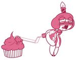  blush cupcake cupcake_(fnaf) female five_nights_at_freddy&#039;s food monochrome snaxattacks solo thick_thighs tongue tongue_out video_games 