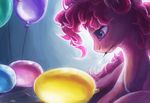  balloon blue_eyes curly_hair equine female friendship_is_magic fur hair lying mammal my_little_pony pin pink_fur pink_hair pinkie_pie_(mlp) solo turnipberry 