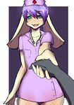  ambiguous_gender anthro buckteeth clothed clothing disembodied_hand hat lagomorph looking_at_viewer mammal naomy nurse nurse_uniform open_mouth rabbit simple_background smile solo_focus teeth tongue uniform wide_hips 