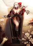  bare_shoulders blood breasts curvy female genderswap large_breasts league_of_legends long_hair red_eyes solo vampire vladimir white_hair wide_hips 