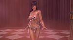  3d animated animated_gif black_hair bouncing_breasts breasts dead_or_alive dead_or_alive_xtreme_3_fortune fortune_bikini large_breasts long_hair nyotengu purple_eyes tan tan_skin tengu venus_bikini walking 