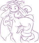  blush breast_squish breasts cactuscacti female flora_fauna lilligant monochrome nintendo nipples plant pok&eacute;mon pussy simple_background tentacles video_games white_background 