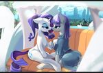  &lt;3 2016 blue_eyes blush chigusa_amano clothed clothing cutie_mark detailed_background earth_pony equine eye_contact eyeshadow female female/female feral friendship_is_magic group hair horn horse kissing makeup mammal maud_pie_(mlp) my_little_pony outside pink_hair pinkie_pie_(mlp) pony rarity_(mlp) saliva saliva_string sitting sky unicorn water 