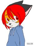  anthro canine clothed clothing cub fox fur hair male mammal paige paige_(character) red_hair simple_background solo young 