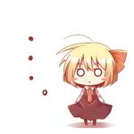  1girl :&lt; ahoge blonde_hair blush_stickers chibi hair_ribbon kousa_(black_tea) looking_at_viewer necktie o_o ribbon rumia short_hair solo touhou 