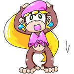  barefoot blonde_hair brown_fur clothing dixie_kong donkey_kong_(series) female fur green_eyes hair hat jewelry long_hair low_res mammal minus8 monkey navel nintendo open_mouth primate simple_background solo toes video_games 