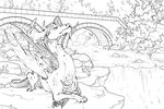  black_and_white collaboration discord_(mlp) earthsong9405 friendship_is_magic hi_res monochrome my_little_pony outside sketch solo tagme turnipberry 