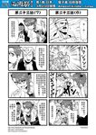  4koma 5boys anger_vein chinese comic earrings genderswap highres hong_hai-er horns jewelry journey_to_the_west monochrome multiple_4koma multiple_boys muscle open_clothes otosama short_hair simple_background sneezing sweat tang_sanzang translated 