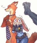  anthro blush canine clothing disney embarrassed female fox hoihoi judy_hopps lagomorph male mammal nick_wilde rabbit zootopia 