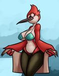  2016 anthro avian big_breasts bikini bird breasts cleavage clothed clothing female solo swimsuit thingshappen 